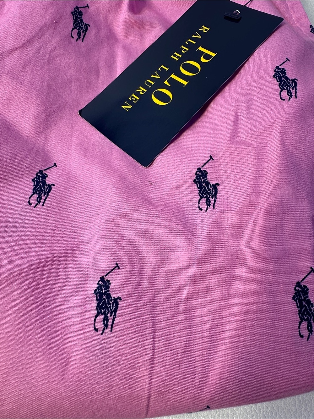 NEW Men's Polo Ralph Lauren Polo Pony Drawstring Pajama Short Sz Sm Pink/Navy - Picture 5 of 5